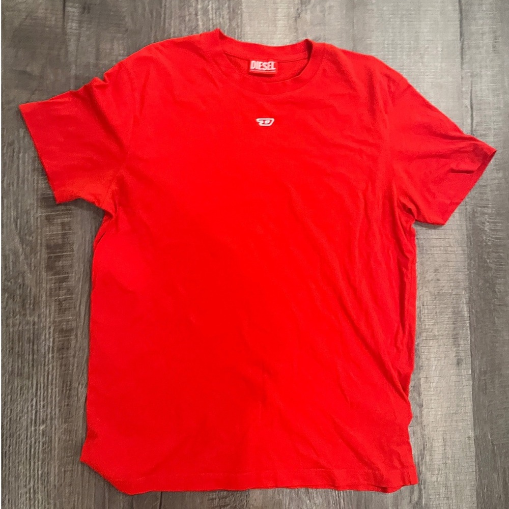 Diesel Mens T-Diegor-D Red Cotton Embroidered Logo T-Shirt XL A04081-0GRAI